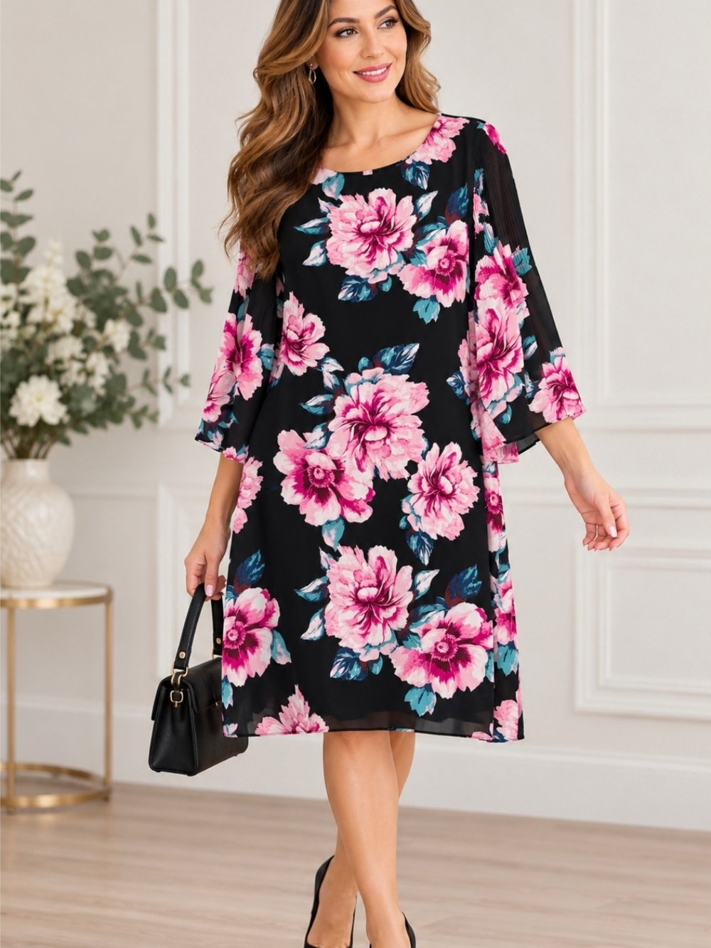 IMNYC Isaac Mizrahi Women’s Floral Black Tunic Dress XLTG Plus 18/20 (SKU349 CH